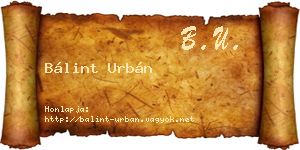 Bálint Urbán névjegykártya